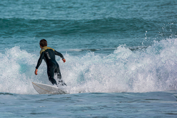 Surfař v moři s prknem a zpět - Fotografie, Obrázek