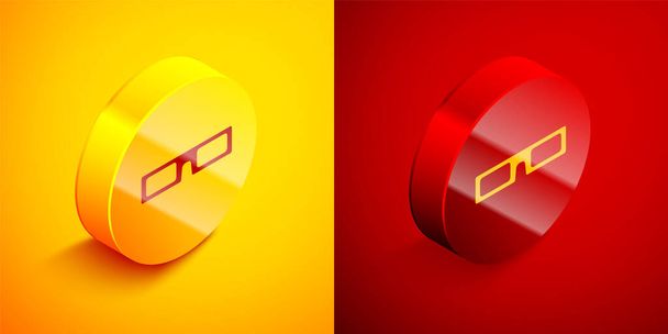 Isométrique lunettes de cinéma icône isolée sur fond orange et rouge. Cercle bouton. Illustration vectorielle. - Vecteur, image