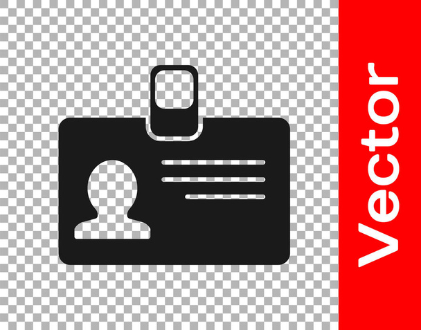 Black Identification badge icon isolated on transparent background. It can be used for presentation, identity of the company, advertising.  Vector Illustration. - Vector, Image
