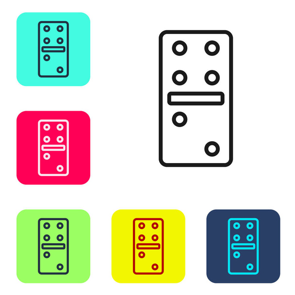 Black line Domino icon isolated on white background. Set icons in color square buttons. Vector Illustration. - Vector, Image