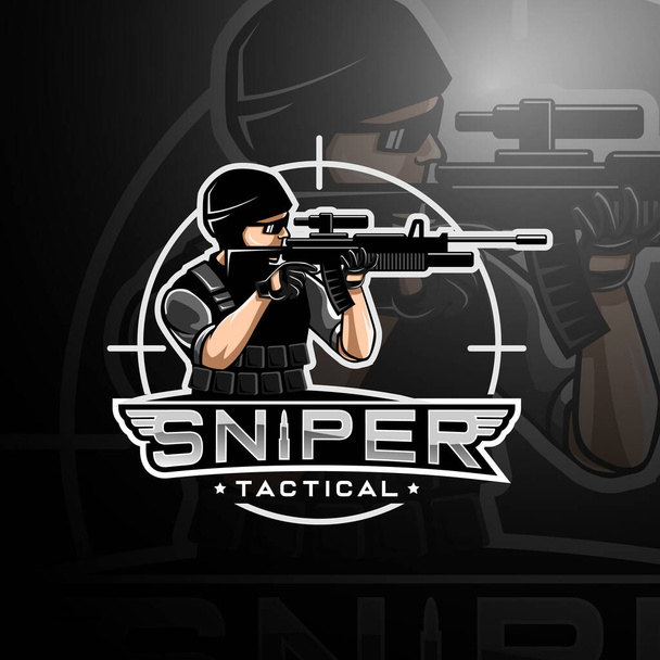 Sniper logo pelaamista urheilu - Vektori, kuva