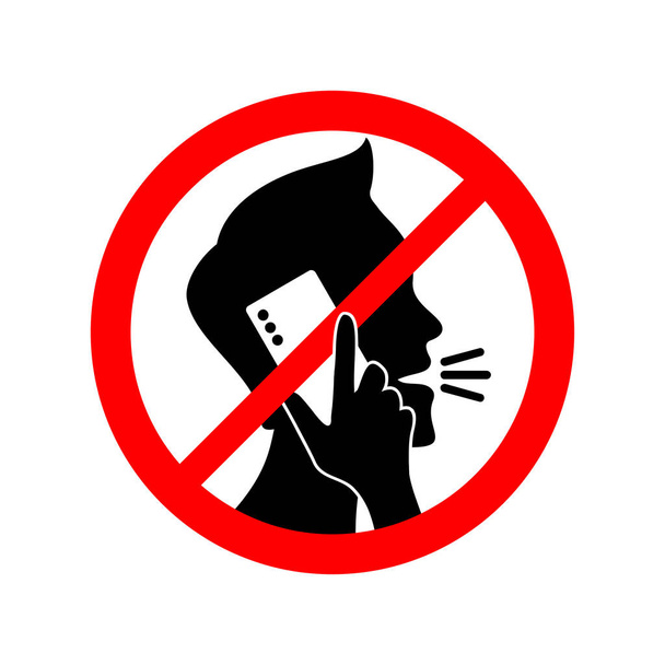 Quiet please, no phone talking - prohibition sign - Vector, Image