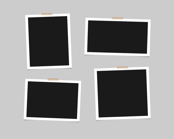 Realistic blank photo frames with scotch tape. Vector illustration EPS 10 - Vector, Image