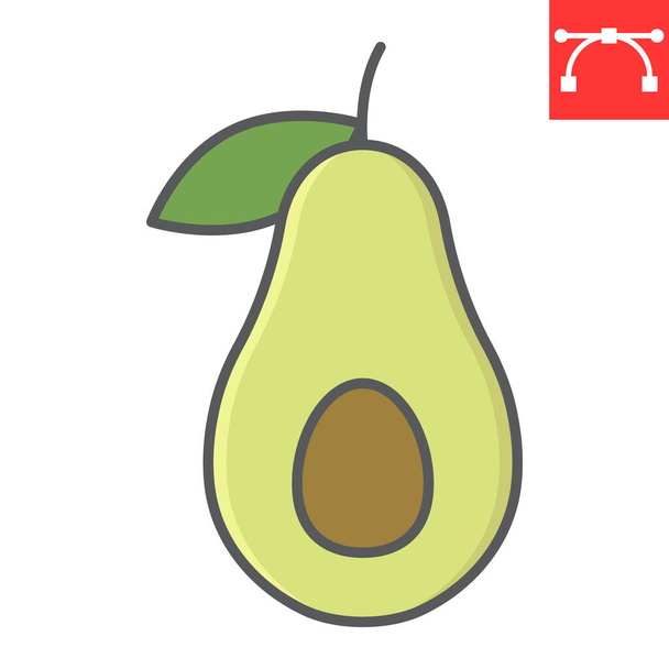 Avocado kleurlijn pictogram, voedsel en keto dieet, avocado teken vector graphics, bewerkbare slag kleurrijke lineaire pictogram, eps 10. - Vector, afbeelding