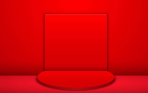  red podium and spotlight in the red room - Vektor, obrázek
