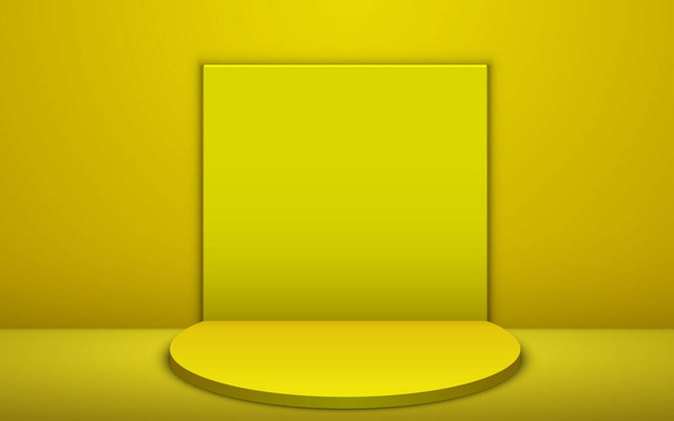 yellow podium and light in the yellow room - Vetor, Imagem
