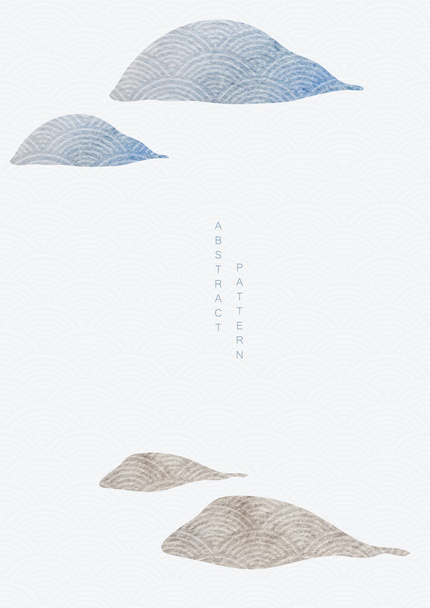 Японський шаблон з абстрактним мистецтвом. Вектор текстури аквареллю. Гора і кам "яні елементи - Вектор, зображення
