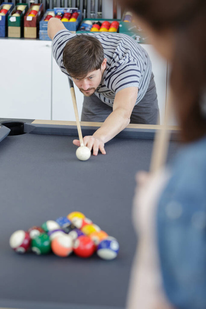 a couple is playing snooker - Photo, Image