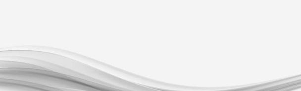 波状の線と影の白いベクトルパノラマの背景 - ベクター画像