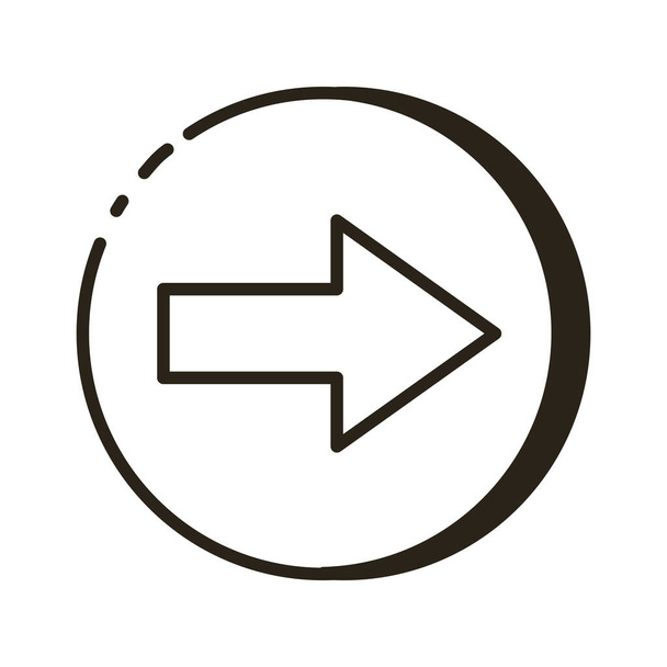 flèche direction droite bouton ligne style icône - Vecteur, image