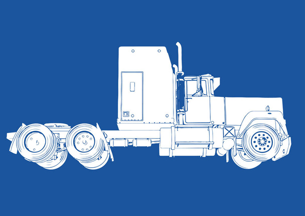 silhueta caminhão no vetor de fundo azul
 - Vetor, Imagem
