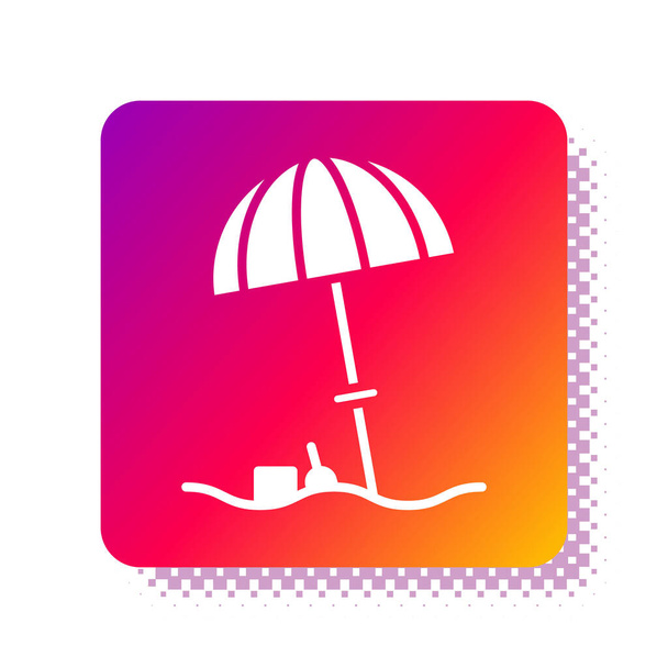 White Sun parasol ochronny dla ikony plaży izolowane na białym tle. Duży parasol do przestrzeni zewnętrznej. Parasol plażowy. Kwadratowy przycisk. Ilustracja wektora. - Wektor, obraz