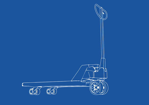 Zeichnung Gabelhubwagen Vektor blau Hintergrund  - Vektor, Bild