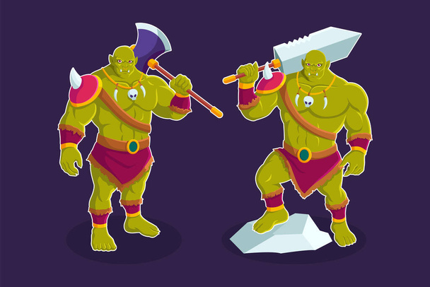Troll orc tekenfilm karakter vector illustratie - Vector, afbeelding