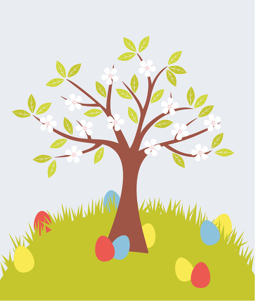 tree and easter eggs - Vector, Image