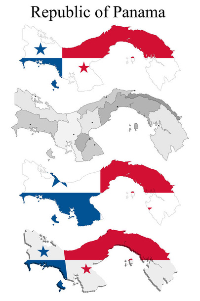 Bandiera di Panama sulla mappa e mappa con la divisione regionale. Illustrazione vettoriale - Vettoriali, immagini