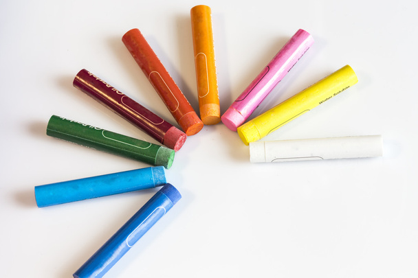 Crayons concept on white isolated background - 写真・画像