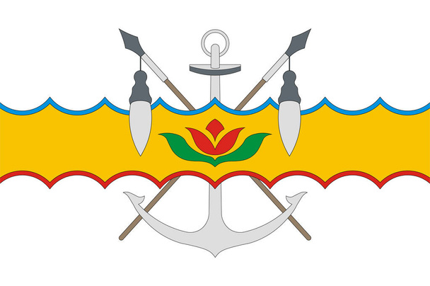 Флаг Волгодонска - город Ростовской области, расположенный на востоке области на западном берегу Цимлянского водохранилища. Векторная иллюстрация
 - Вектор,изображение