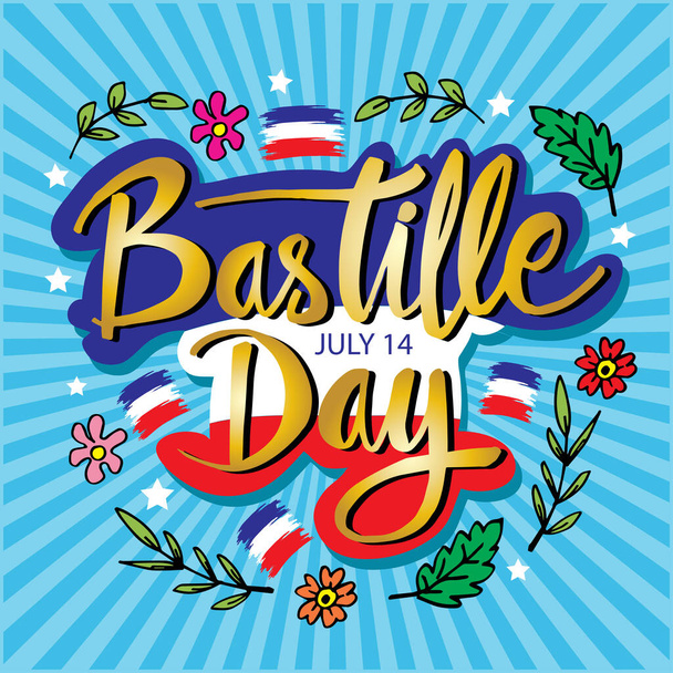 Feliz Día de la Bastilla, 14 de julio. Tarjeta de felicitación
. - Vector, Imagen