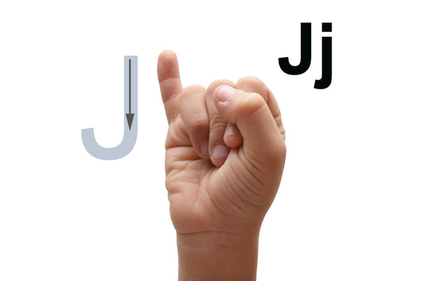 J miúdo mão ortografia americano língua de sinais ASL
 - Foto, Imagem