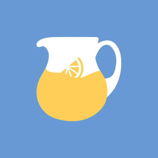 Limpiar moderno limón o jugo de naranja jarra, jarra o icono de Ewer con naranja rebanada vector diseño plano estilo dibujos animados aislados simple
 - Vector, imagen