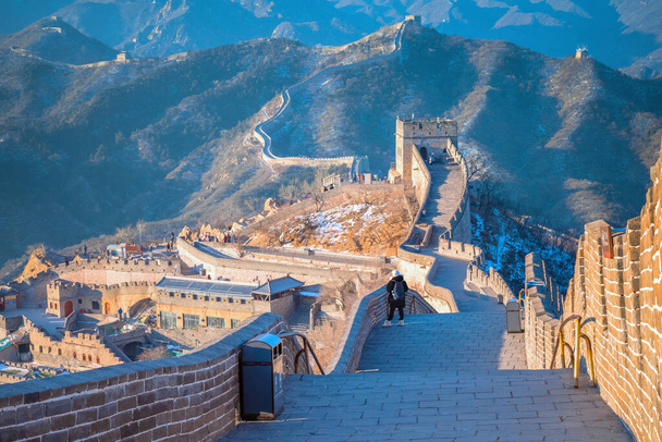 Великая Китайская стена на полигоне Бадалин в Цзицзяне, Китай - Фото, изображение
