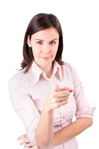 Confident business woman pointing to the camera - isolated. - Foto, Imagem