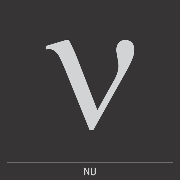 Icono de letra griega Nu minúscula sobre fondo oscuro
 - Vector, imagen
