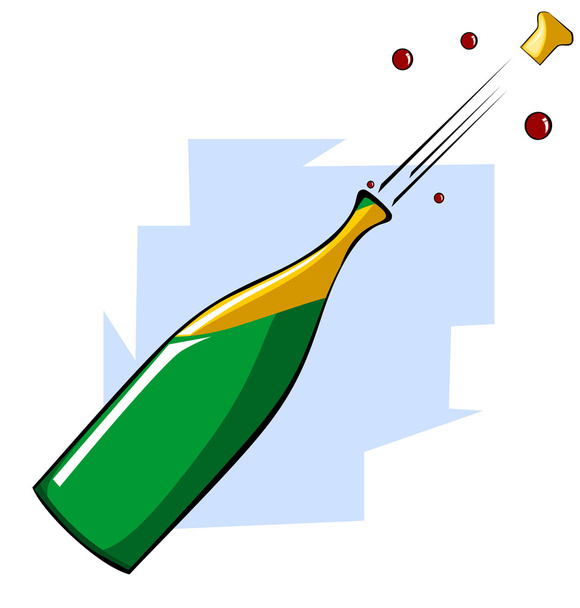 Пробка выходит из бутылки шампанского
 - Вектор,изображение