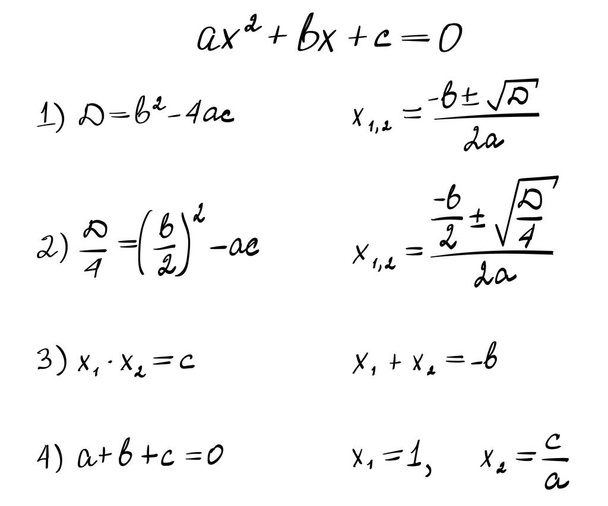 Formula di equazione quadratica. Schema delle attività di soluzione. Sfondo trigonometrico. Istruzione, lezioni, programma scolastico Matematica superiore - Vettoriali, immagini