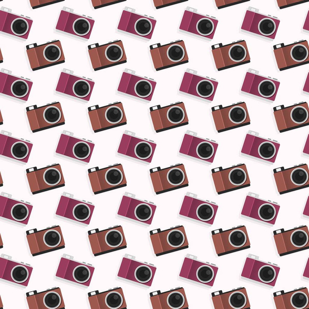 Camera seamless pattern background template - Vector, Image