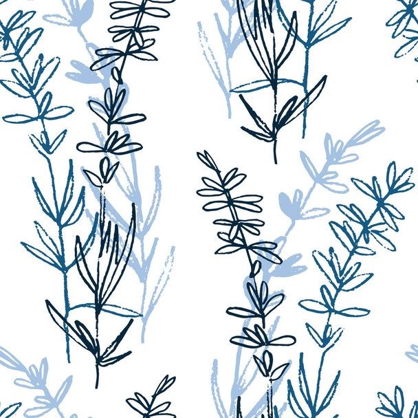 Seamless black and white pattern with hand drawn lavender for surface design and other design projects - Vektör, Görsel