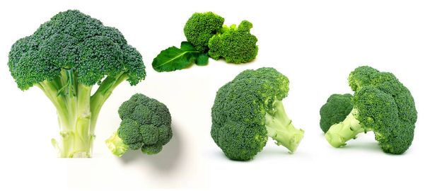 Légumes frais, combinaison de brocoli sur fond blanc. Poissons Gemse, Brokkoli-Kombination auf weiem Hintergrund. - Photo, image
