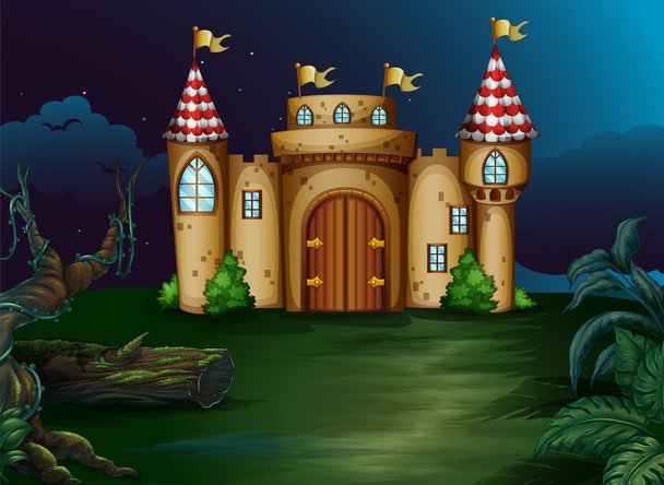 Um castelo na floresta
 - Vetor, Imagem