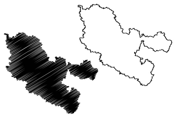 Moselle Department (Γαλλία, Γαλλική Δημοκρατία, περιοχή Grand Est) χάρτη διανυσματική απεικόνιση, scribble σκίτσο Moselle χάρτη - Διάνυσμα, εικόνα