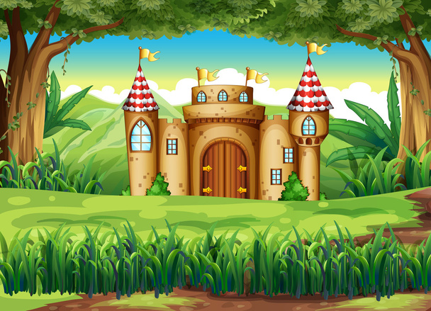 ένα κάστρο στο δάσος - Διάνυσμα, εικόνα