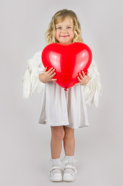 Angel with red heart - Foto, Imagem