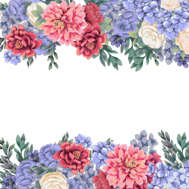 Floral border for design save the date cards, invitations, posters - Φωτογραφία, εικόνα