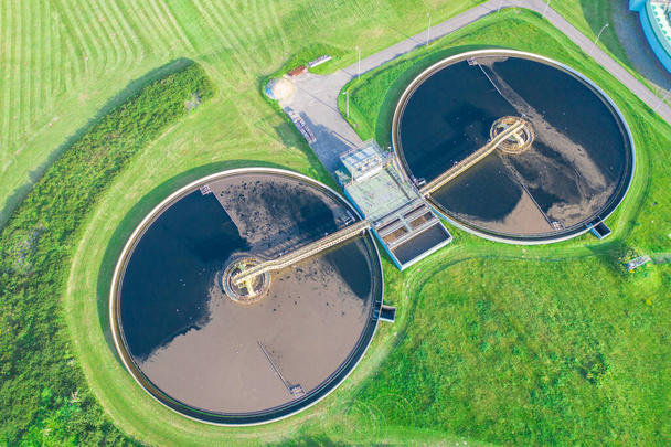 Aerial top view water treatment plant for environment or healthy concept. - Фото, зображення