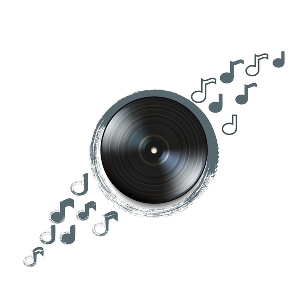 Grunge vynil record icon on background - Vector, Image