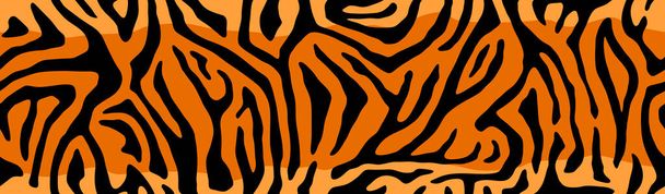 動物の皮膚の印刷、シームレスなテクスチャ。タイガーファー、オレンジのストライプパターン。背景を繰り返すサファリ。ベクトル - ベクター画像