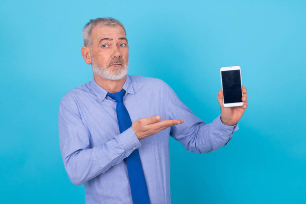 businessman with mobile phone isolated on background - Photo, Image