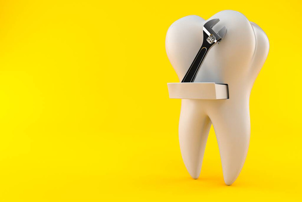 Зуб з регульованим ключем ізольовано на помаранчевому фоні. 3d ілюстрація
 - Фото, зображення