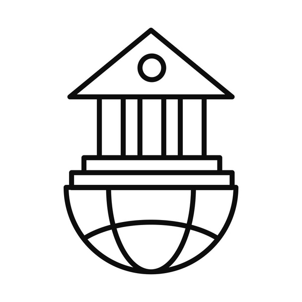 глобальная сфера с иконой школьного строительства, стиль линии
 - Вектор,изображение