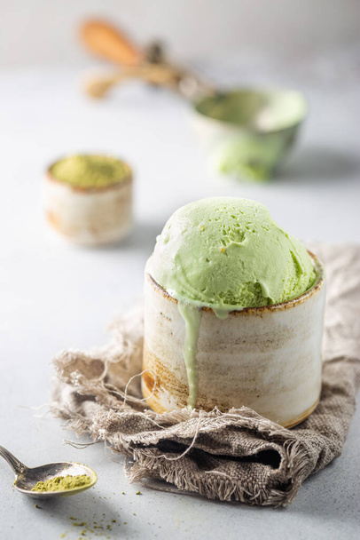 Green tea matcha ice cream - Photo, image