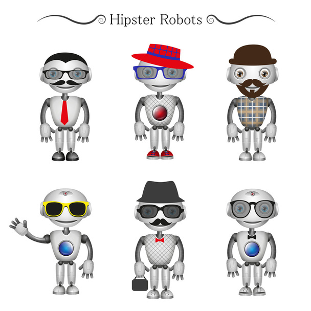 vektör hipster robotlar - Vektör, Görsel