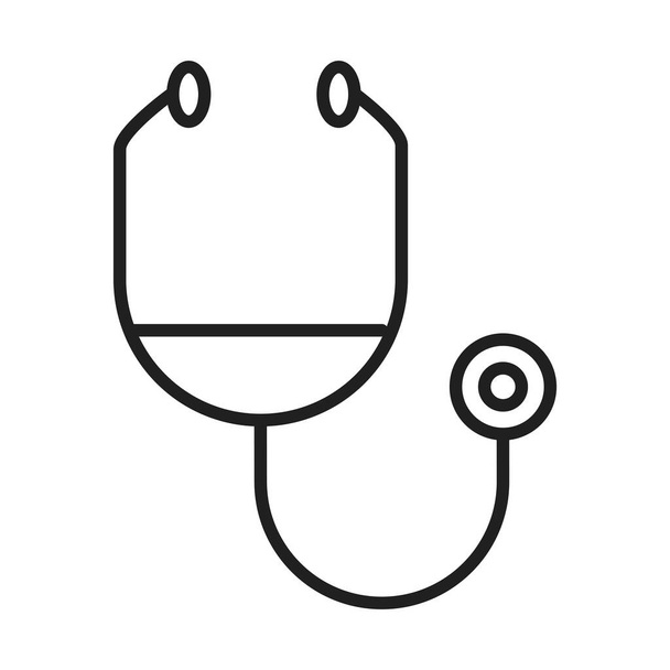 stetoskop diagnostyka opieka zdrowotna medyczna i szpitalne piktogramy linii styl ikona - Wektor, obraz