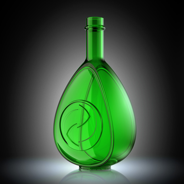 Glass bottle and recycling symb - Photo, Image