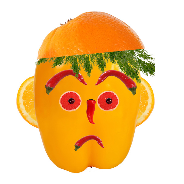 Здорове харчування. Смішне обличчя з овочів і фруктів
 - Фото, зображення