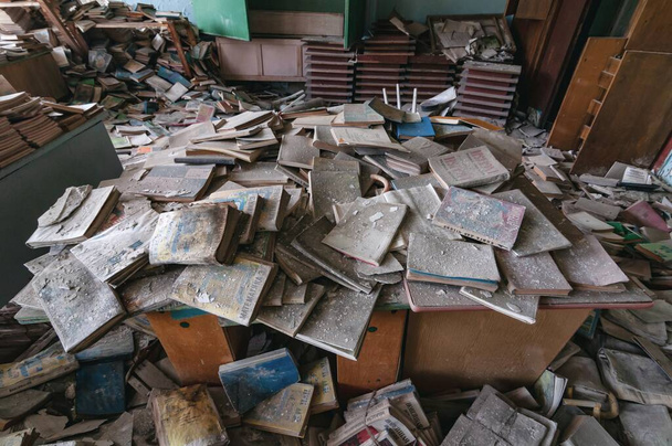 School classroom in Prypiat, Chernobyl exclusion Zone. Chernobyl Nuclear Power Plant Zone of Alienation in Ukraine Soviet Union - Photo, image